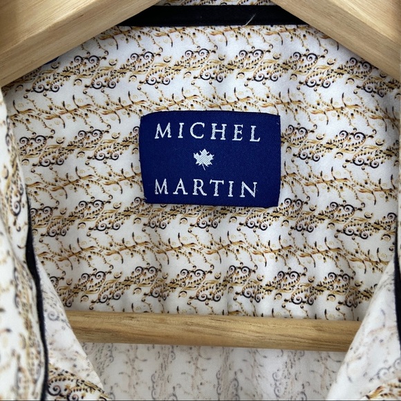 MICHEL MARTIN MENS BUTTON DOWN SHORT SLEEVE PAISLEY SHIRT, 100% COTTON, MEDIUM - Picture 4 of 8
